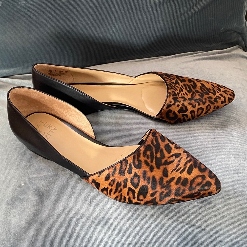 Naturalizer Elegant Black Flats Samantha Cheetah size 12